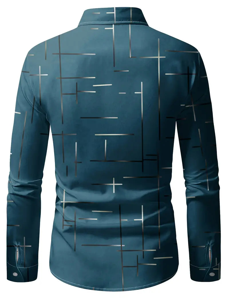 Nerio - Camisa De Manga Larga Con Estampado Geométrico