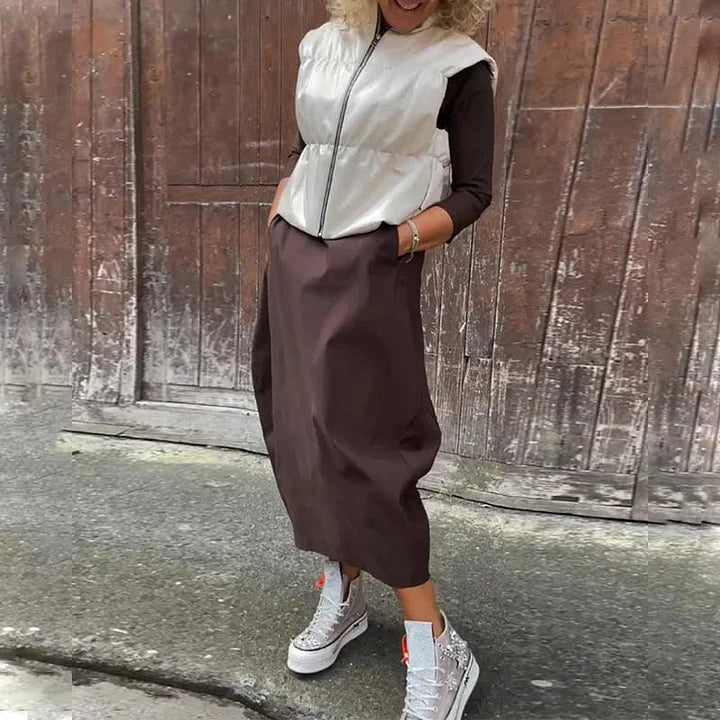 Vionel - Vestido De Poliéster De Manga Larga Con Bolsillos