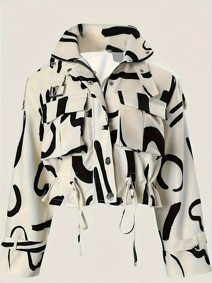 Fredely - Chaqueta Con Cordón en La Cintura Y Múltiples Bolsillos