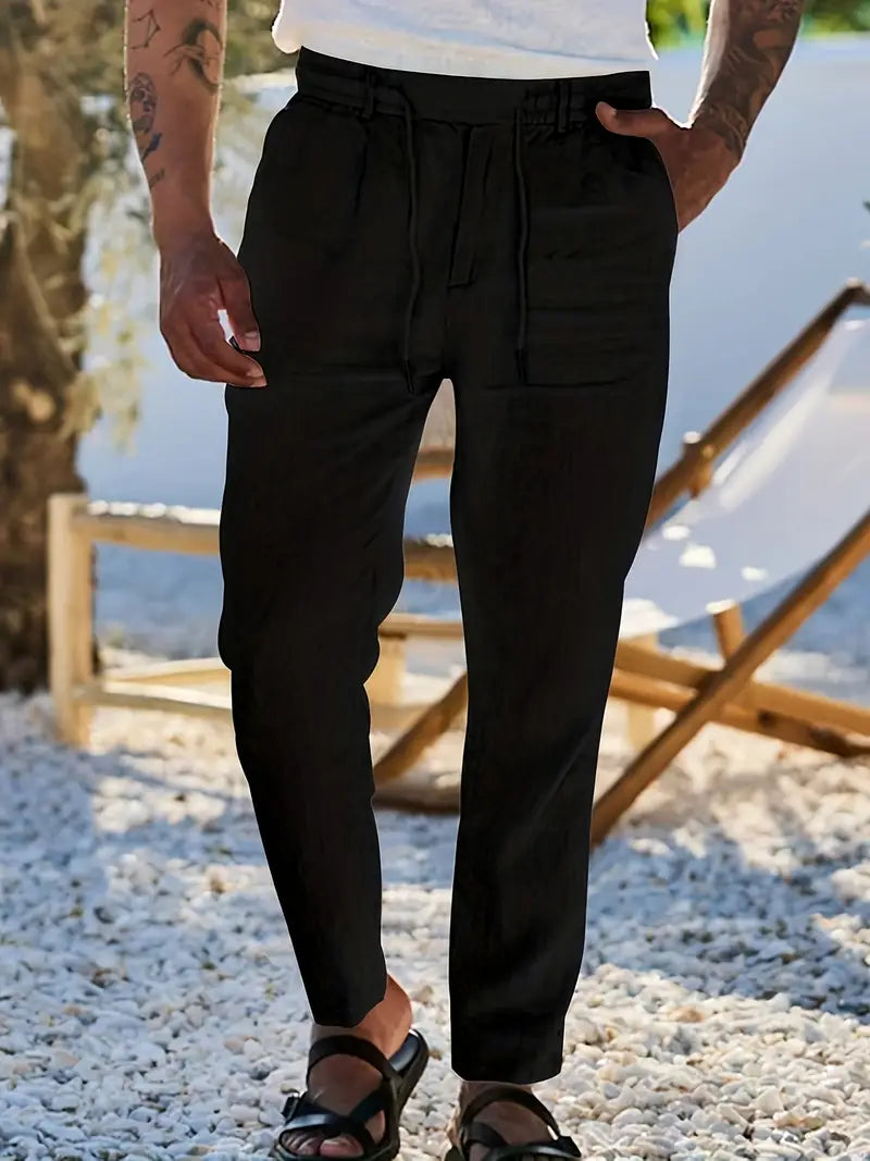 Nichols - Pantalón Holgado De Lino Con Cordón Ajustable