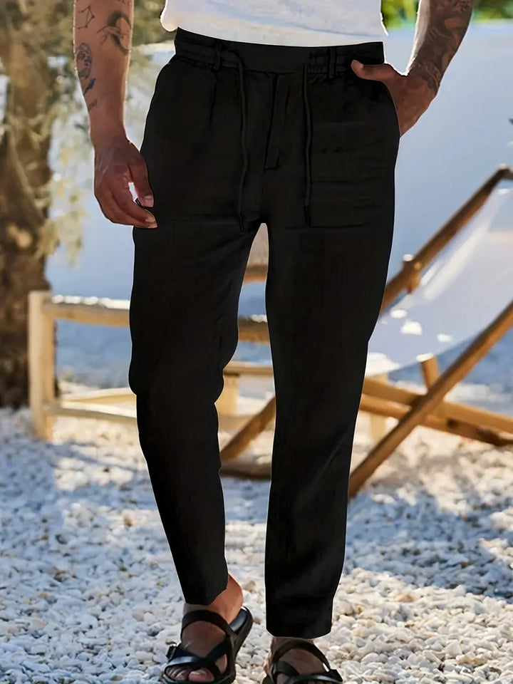 Nichols - Pantalón Holgado De Lino Con Cordón Ajustable