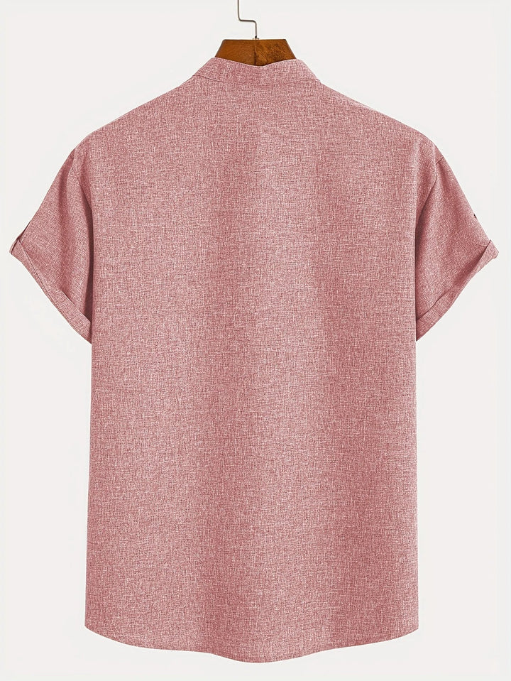 Elliott - Elegante Manga Corta Camisa Con Cuello Alto
