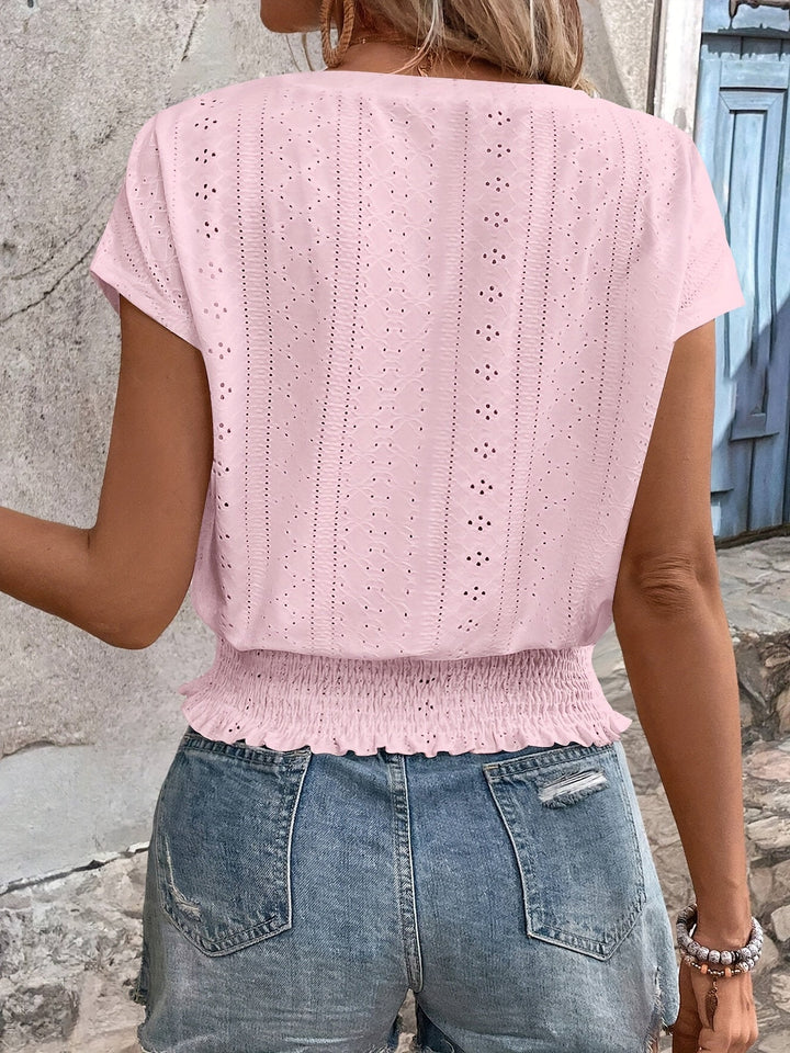 Delores - Elegante Camiseta Con Cuello En V Y Mangas Murciélago