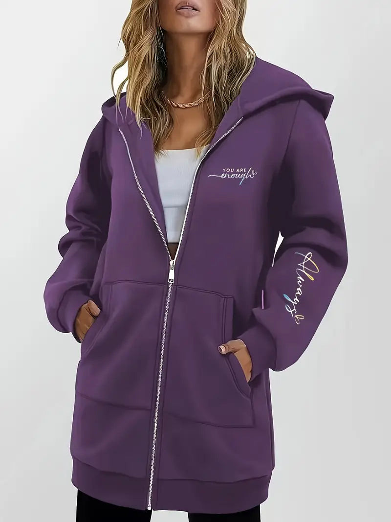 Angeleen - Chaqueta Con Capucha y Cremallera Con Estampado Geométrico