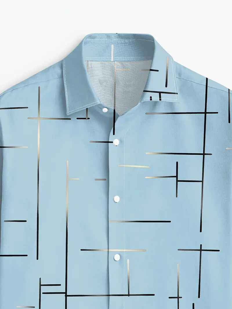 Nerio - Camisa De Manga Larga Con Estampado Geométrico
