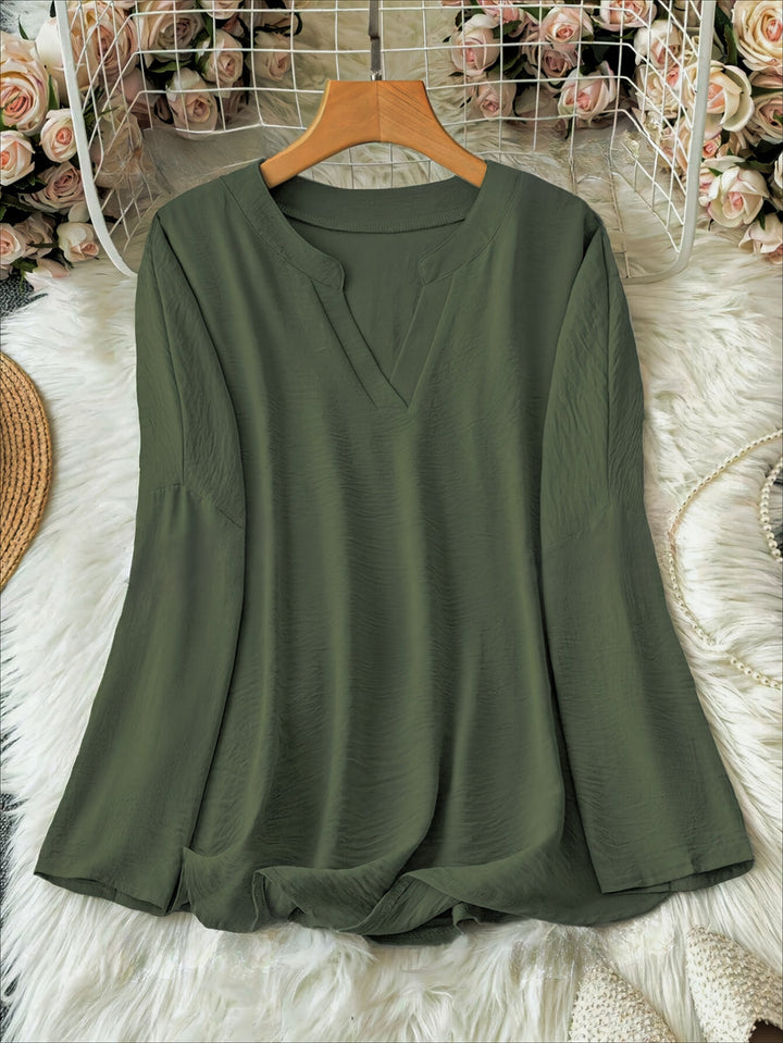 Shawna - Blusa Con Cuello En V y Manga Larga