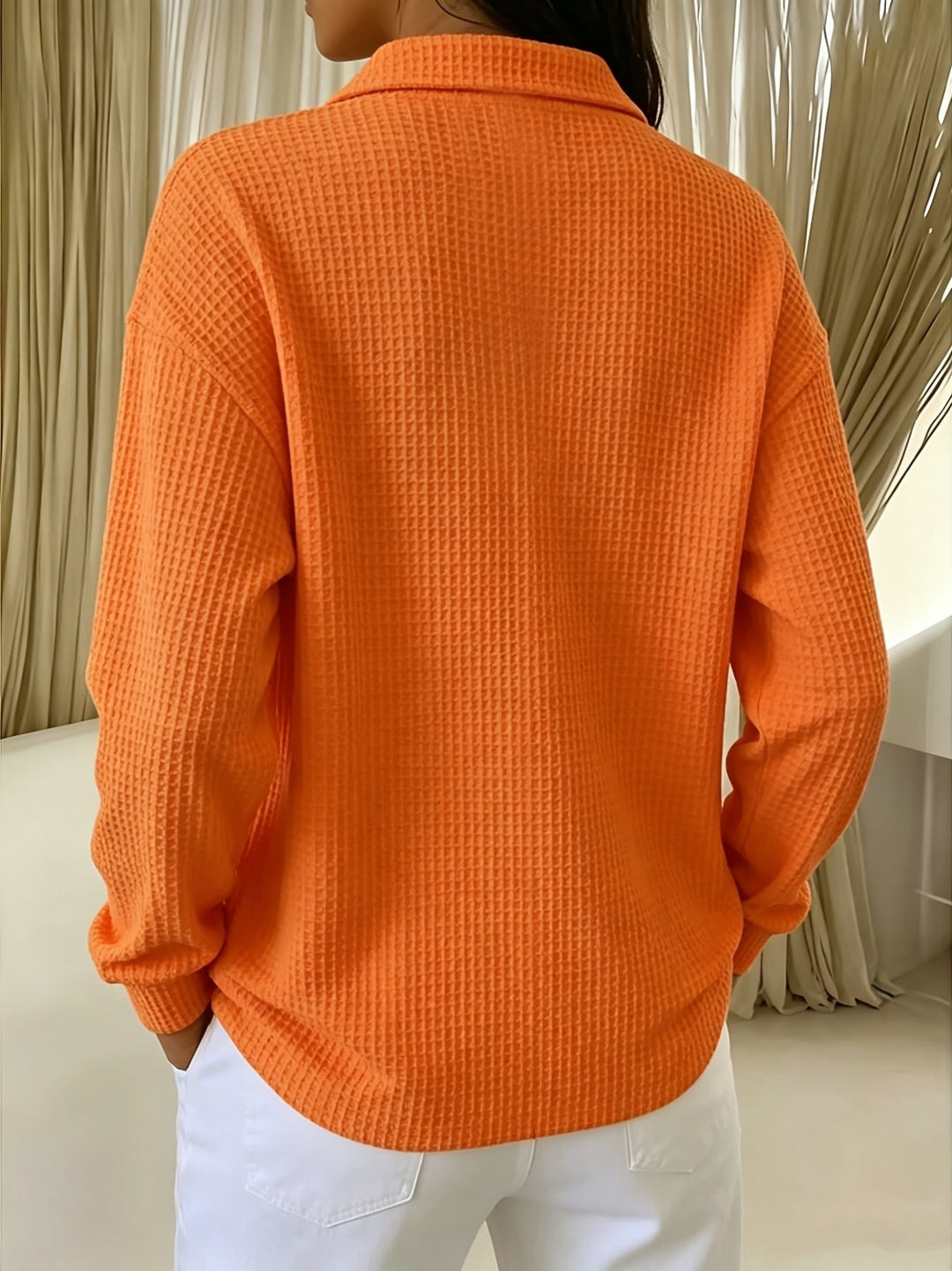 Nastya - Elegante Camisa Con Cuello Polo Y Tejido De Gofre