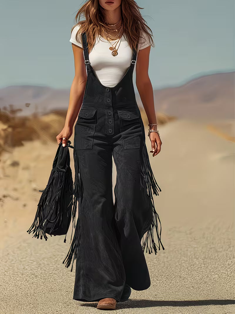 Ketiya - Pantalones Carga Anchos Con Flecos