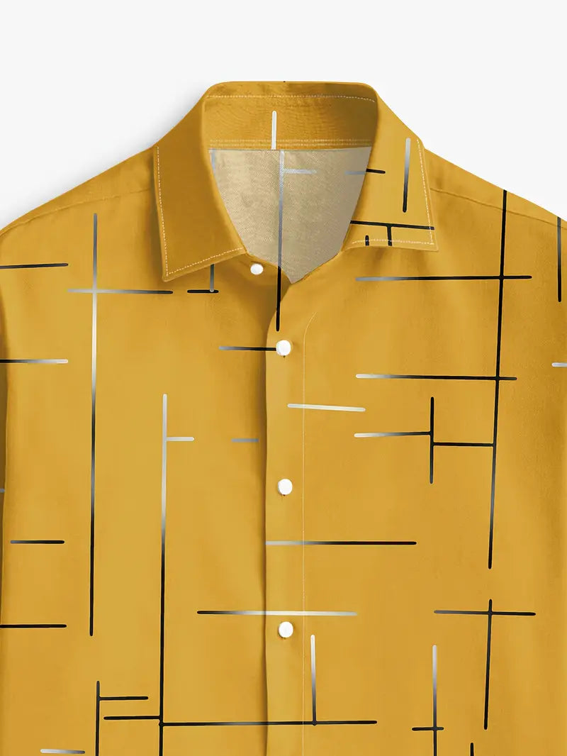 Nerio - Camisa De Manga Larga Con Estampado Geométrico