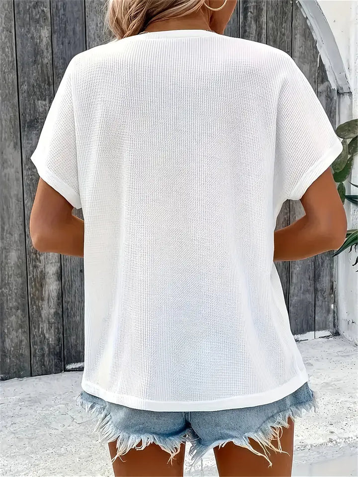 Marylou - Camiseta Informal De Manga Corta Y Cuello Redondo