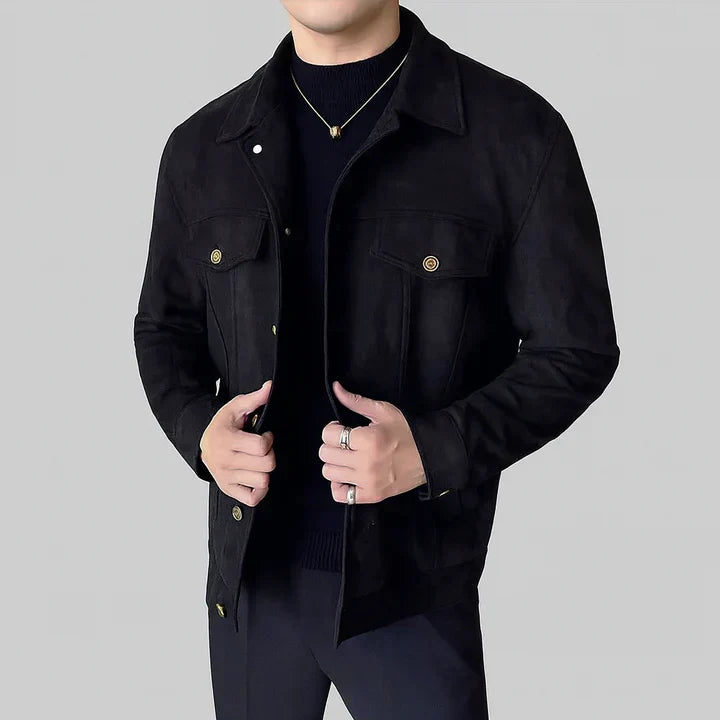 Davila - Chaqueta Elegante De Ante De Manga Larga