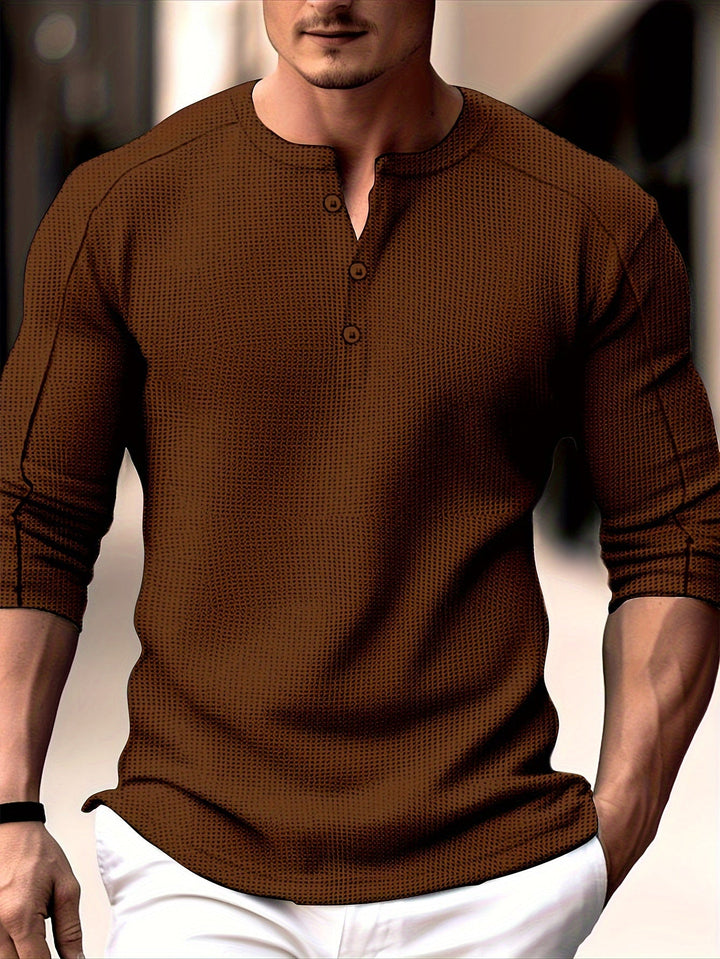 Bastoni - Camisa Henley De Manga Larga Con Tejido De Gofre