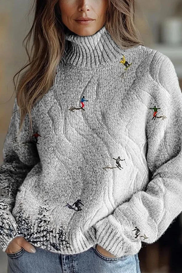 Nijole - Sudadera Floral de Cuello Alto y Manga Larga