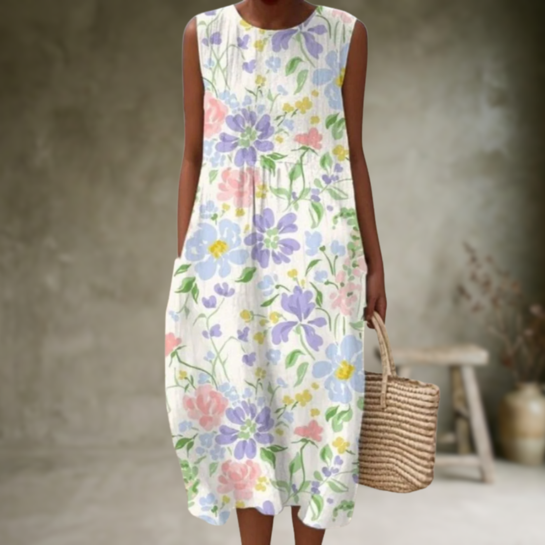 Natia - Vestido Midi Sin Mangas de Algodón