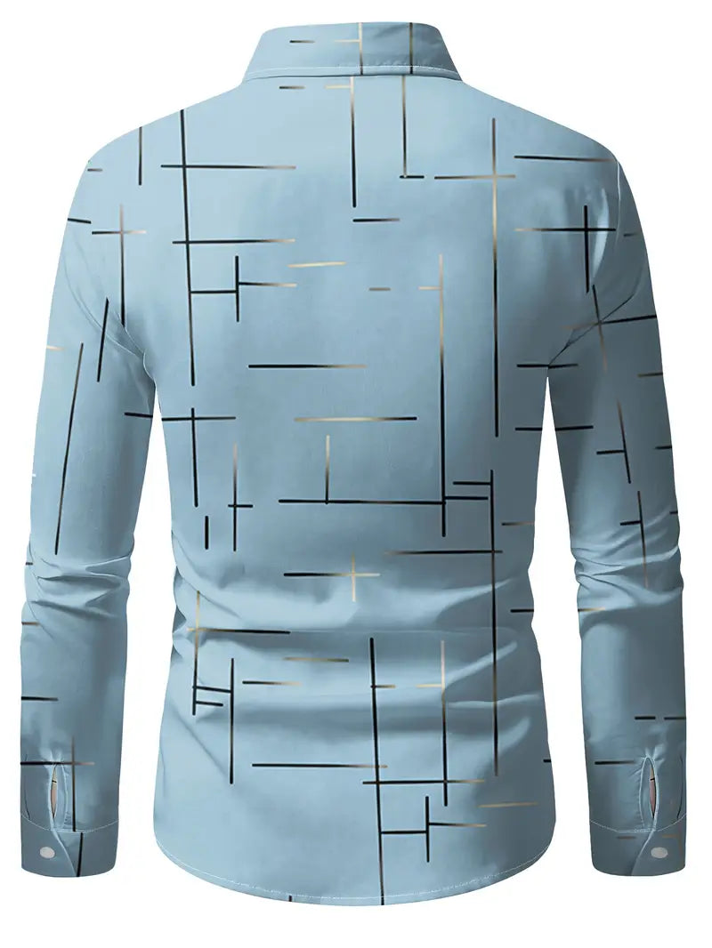 Nerio - Camisa De Manga Larga Con Estampado Geométrico