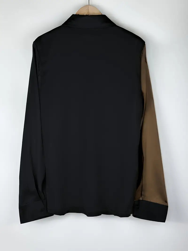 Zillah - Elegante Camisa De Satén Con Contraste Para Ir Al Trabajo