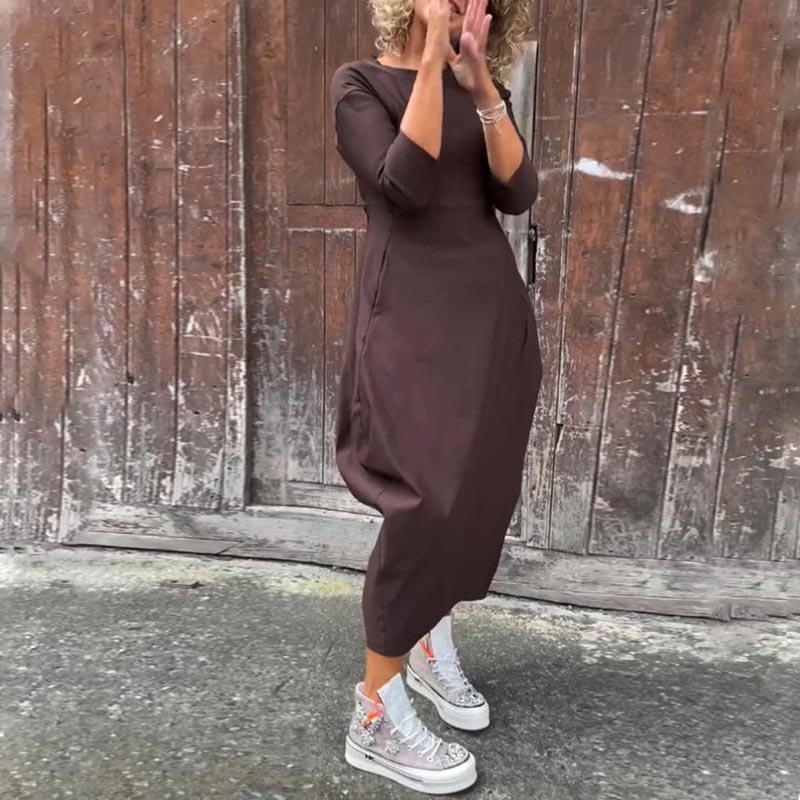 Vionel - Vestido De Poliéster De Manga Larga Con Bolsillos