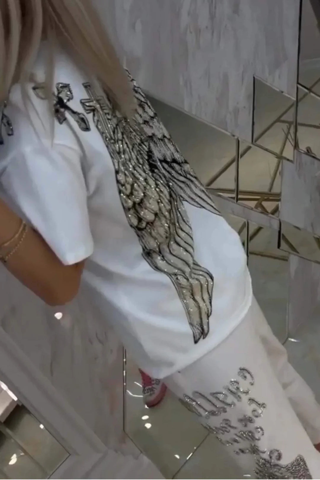 Quinzella - Conjunto de Top y Pantalones Estampados a la Moda