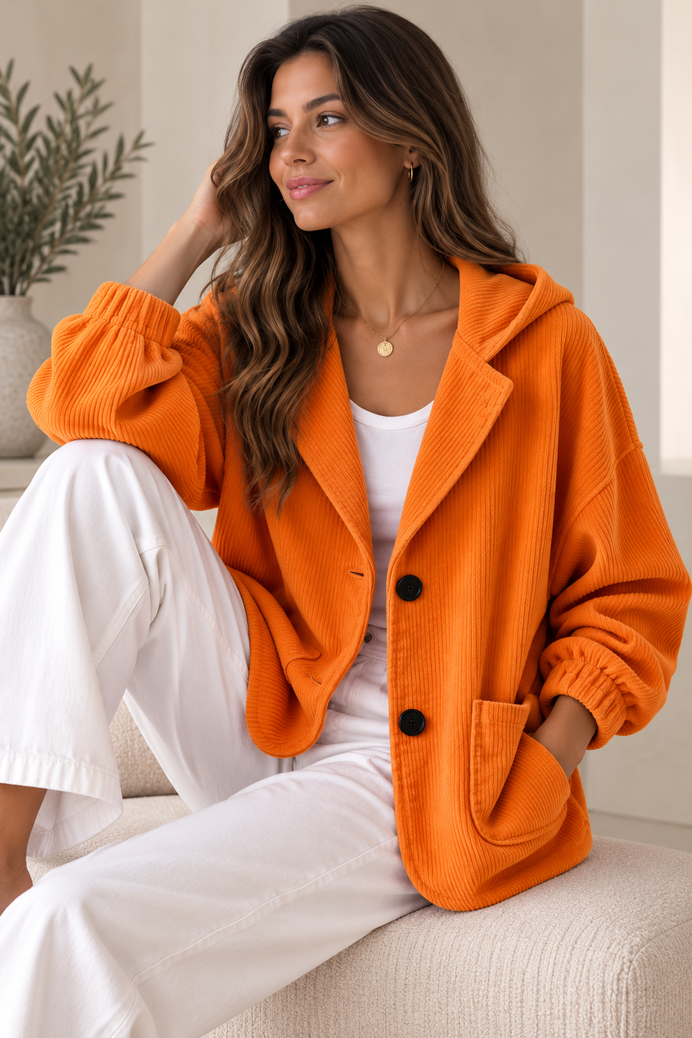Nalina - Chaqueta Con Capucha De Pana De Corte Holgado
