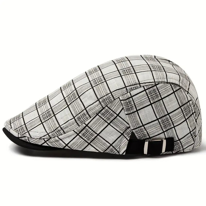 Zared - Gorra Boina Ajustable de Cuadros Vintage