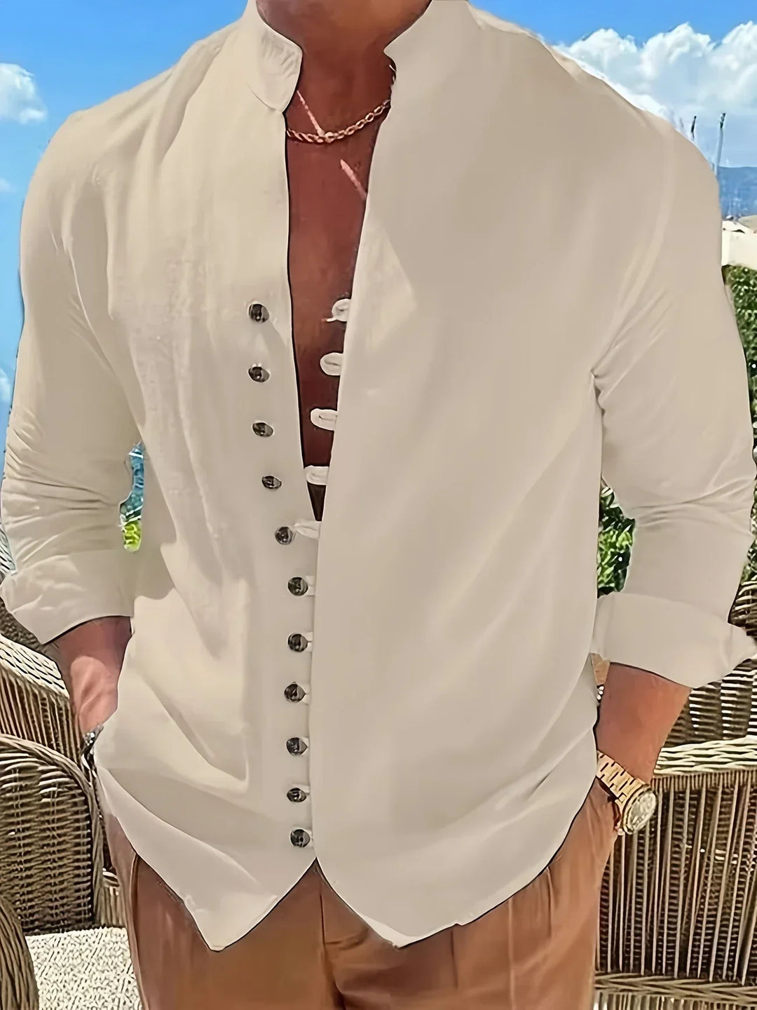Shayne - Camisa Ligera De Algodón Y Lino Con Mangas Largas
