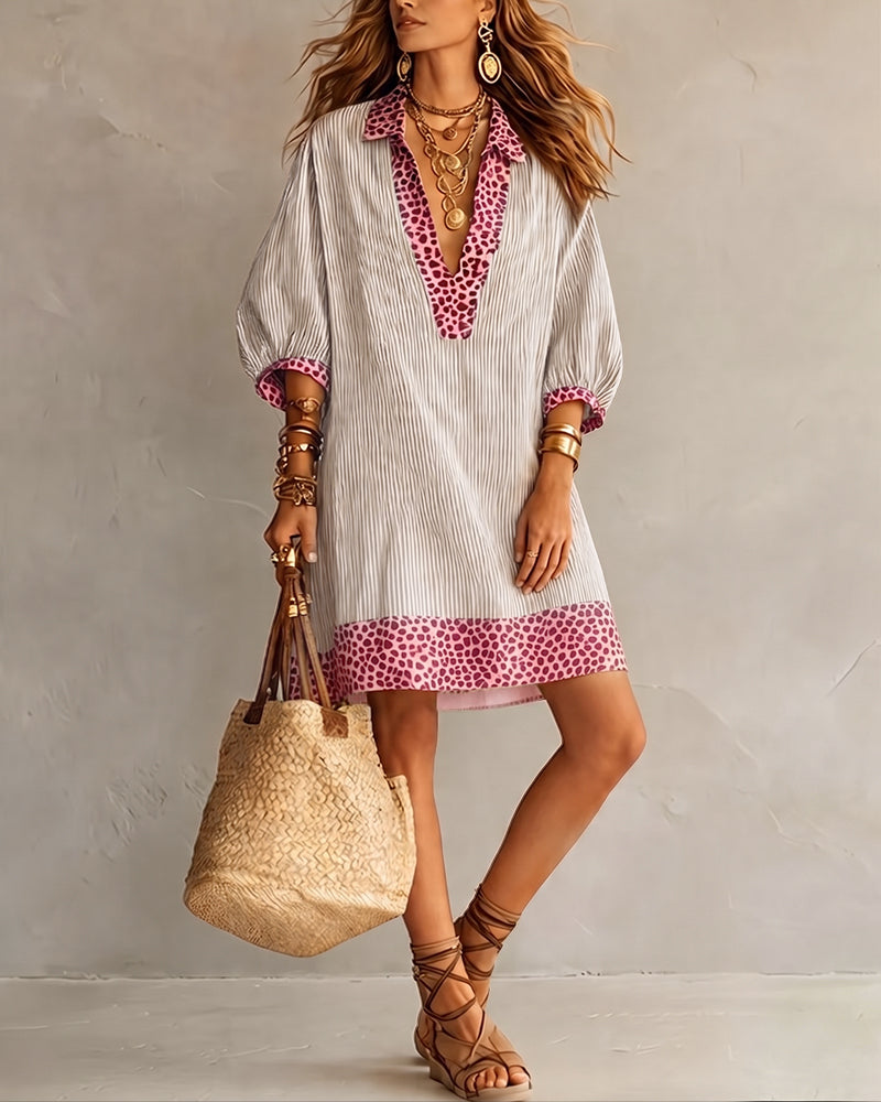 Marget - Vestido Con Paneles De Estampado De Leopardo Y Mangas Abullonadas