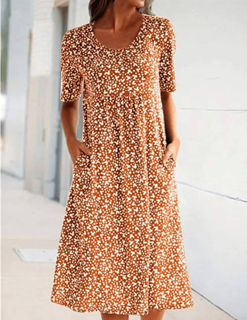 Alisha - Vestido Floral Cuello Redondo