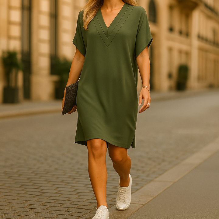 Essie - Vestido Con Cuello En V y Cruzado