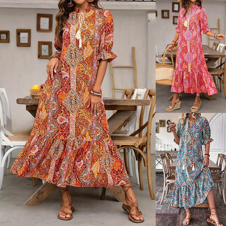 Aniy - Vestido Floral de Verano con Cuello en V