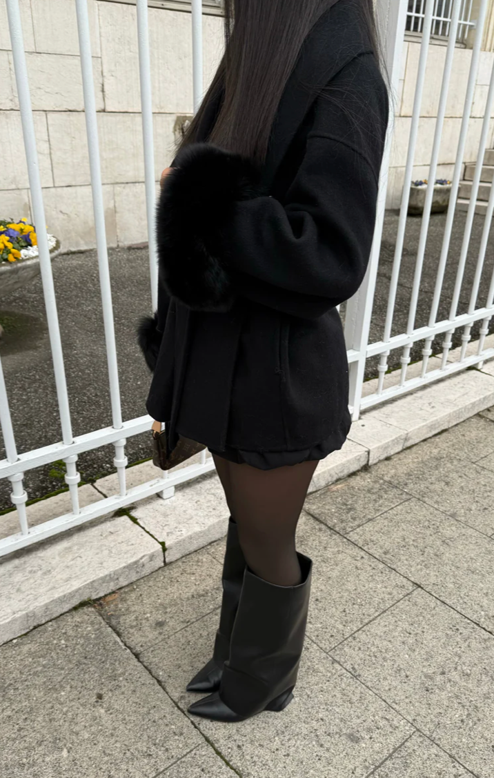 Bryony - Elegante Abrigo De Lana Con Pelo Sintético