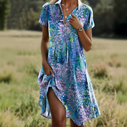 Rasanjali - Vestido Estampado Con Cuello en V