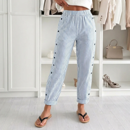 Jamila - Pantalones a Rayas Con Cintura Elástica