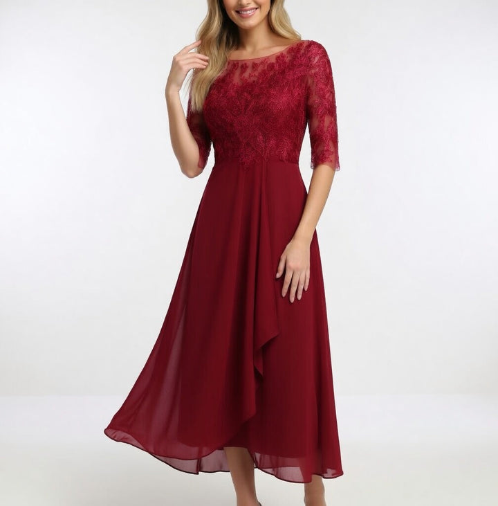 Zerda - Elegante Vestido Midi de Encaje