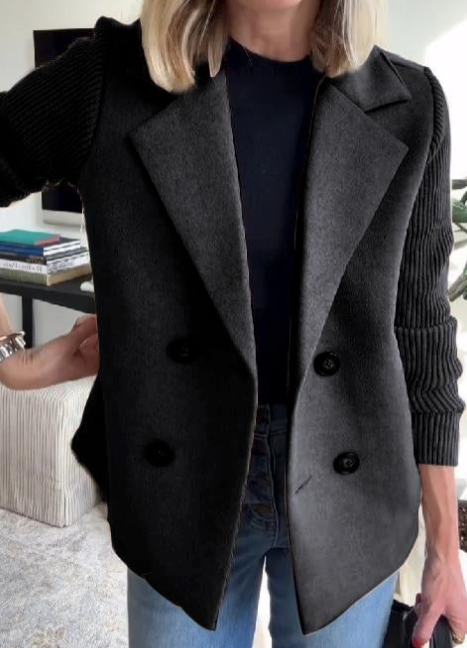 Nahide - Blazer Con Mangas Acanaladas y Cuello Con Solapas
