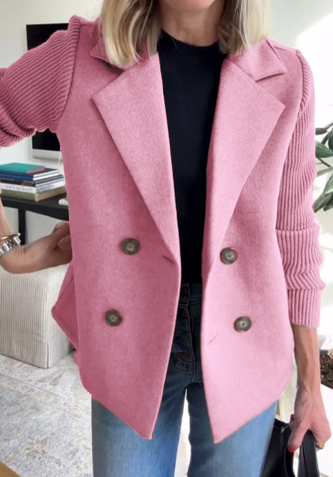 Nahide - Blazer Con Mangas Acanaladas y Cuello Con Solapas