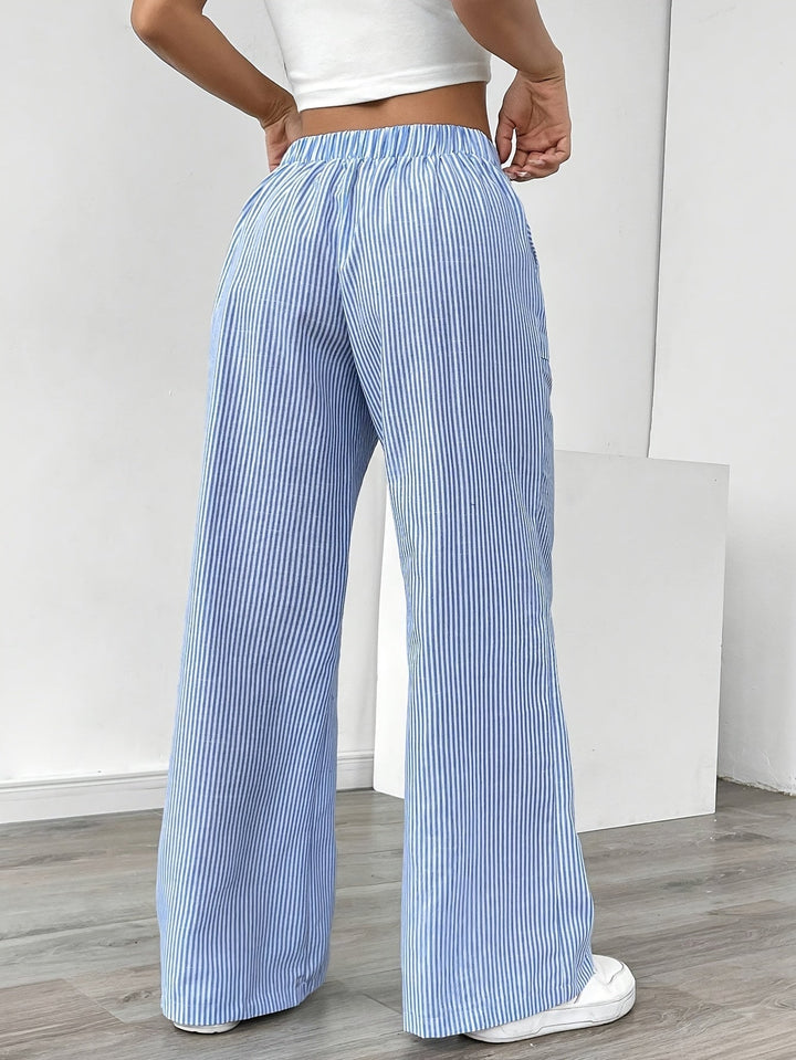 Sunnyi - Pantalón Ancho De Rayas Informal