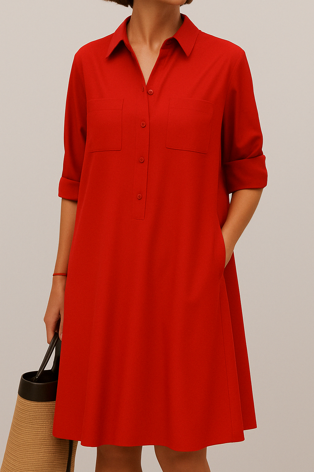 Nelida - Elegante Vestido De Manga Larga Con Bolsillos
