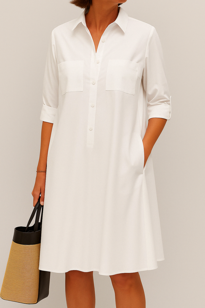 Nelida - Elegante Vestido De Manga Larga Con Bolsillos