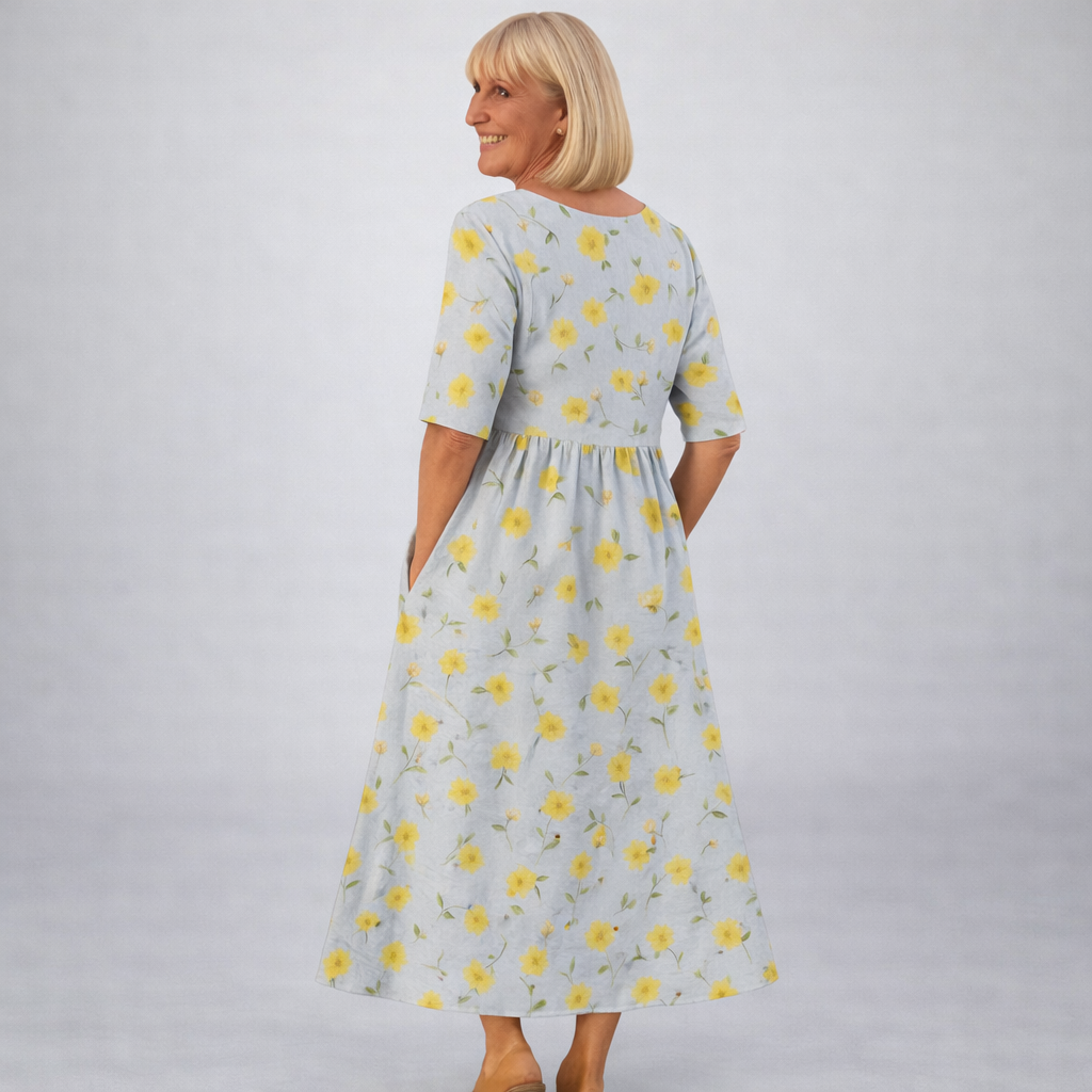 Zunia - Vestido Midi Floral Con Bolsillos