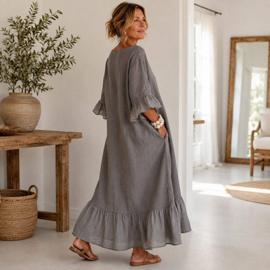 Hannele - Vestido Informal Con Volantes Y Bolsillo