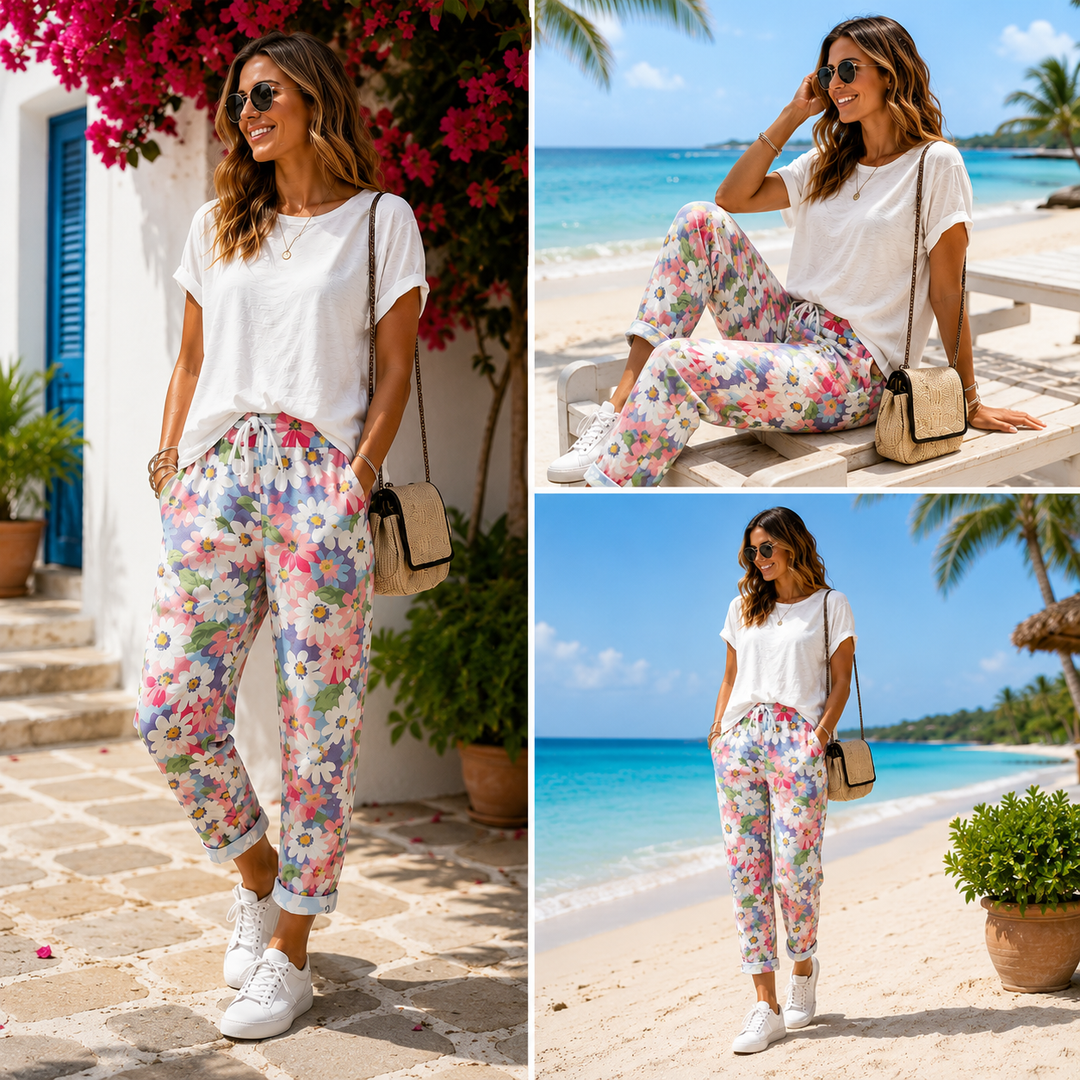 Leyza - Pantalones Ajustados Con Estampado Floral