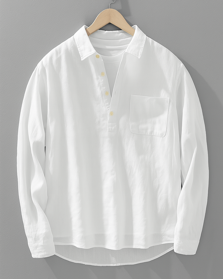 Antuan - Cómoda Camisa de Manga Larga con Bolsillo Delantero