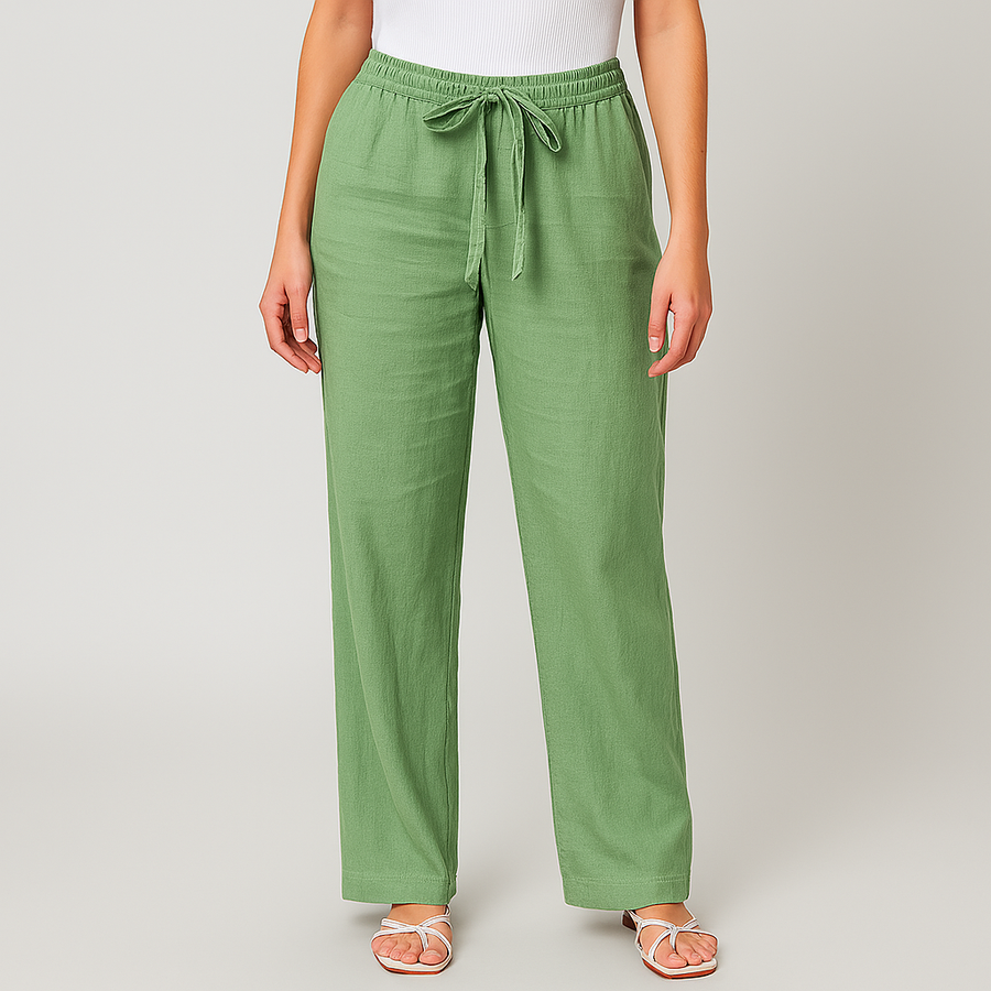 Gwyneth - Pantalones Elegantes De Lino Con Cinturón