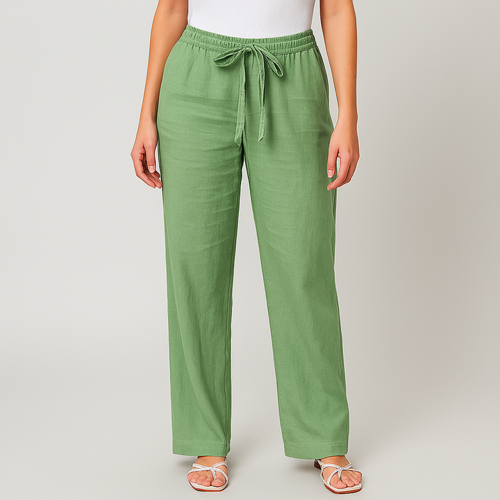 Gwyneth - Pantalones Elegantes De Lino Con Cinturón