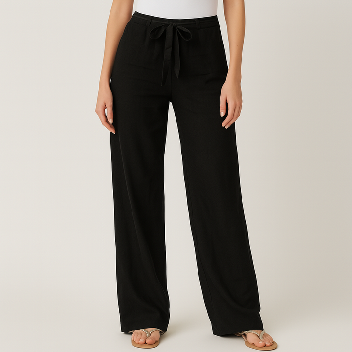 Gwyneth - Pantalones Elegantes De Lino Con Cinturón
