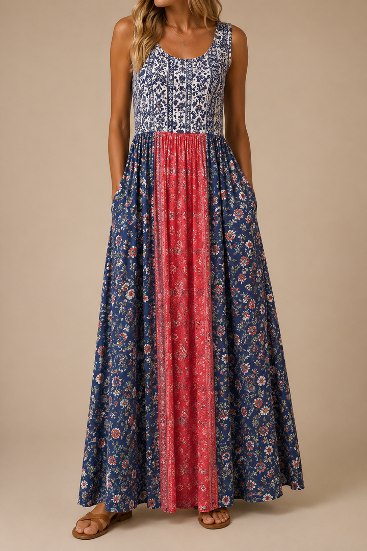 Raqual - Vestido Largo Con Estampado Floral y Bolsillos