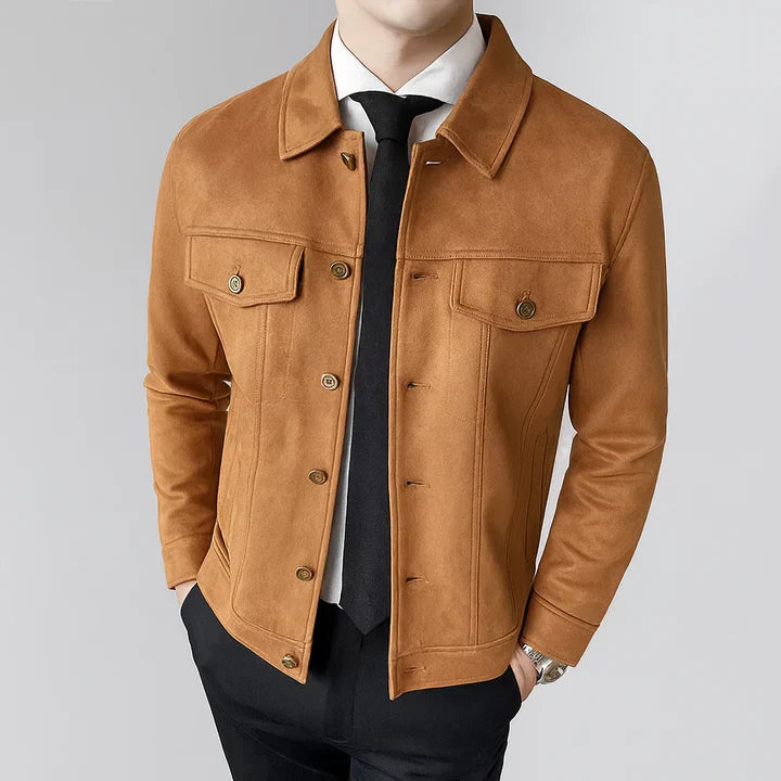 Davila - Chaqueta Elegante De Ante De Manga Larga