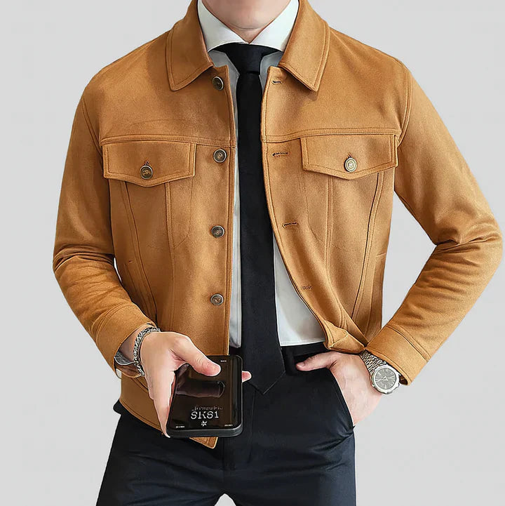 Davila - Chaqueta Elegante De Ante De Manga Larga