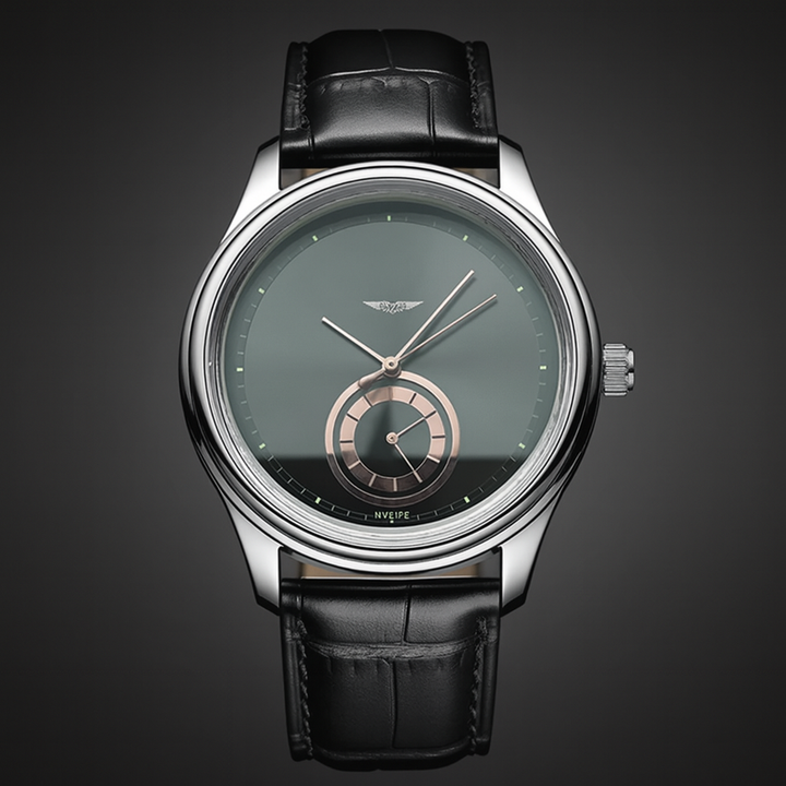 AurexTime - Reloj Clásico De Cuero Con Esfera Dorada En Dos Tonos
