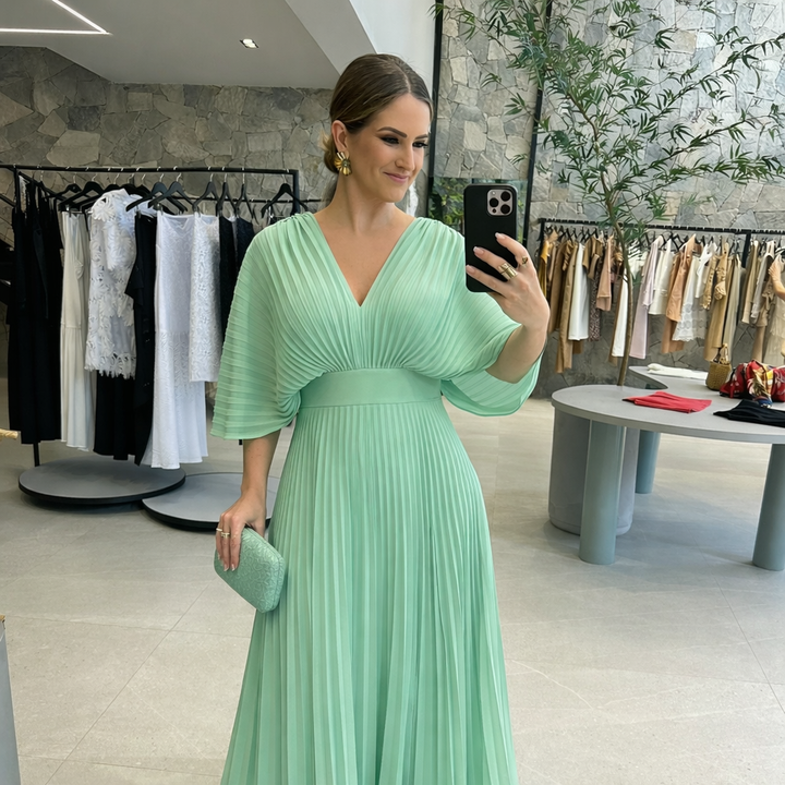 Valerija - Vestido Largo Plisado Vibrante
